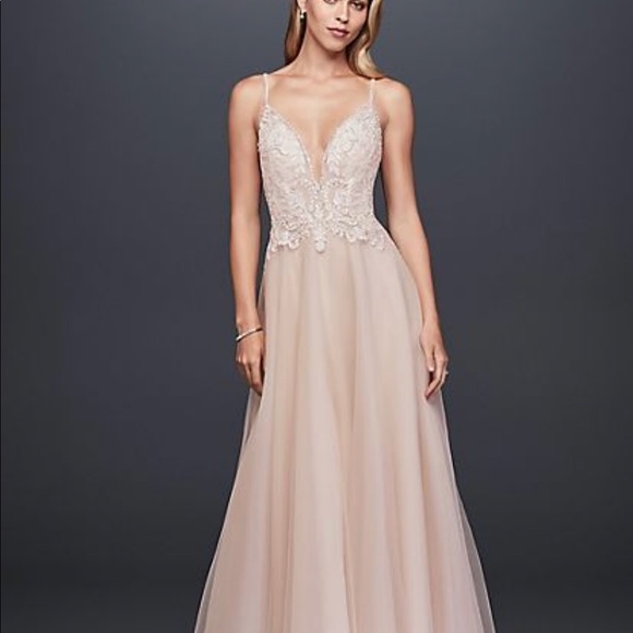 Galina Beaded Bodice Organza A-Line Wedding Dress - Picture 2 of 8